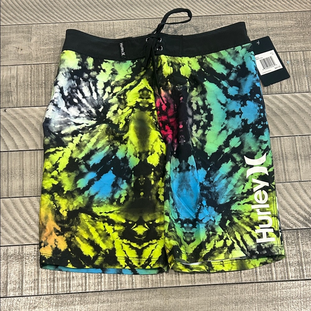 Hurley Boys Tie-Dye Swim Trunks - Yellow, Blue, Green, Pink, Black